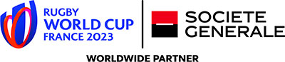 Logo Societe Generale et coupe du monde de Rugby 2023, partenaire mondial